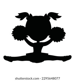 Cute cheerleader silhouette vector cartoon illustration