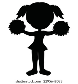 Cute cheerleader silhouette vector cartoon illustration