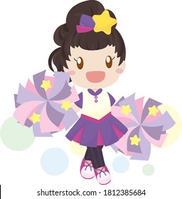 Cute Cheerleader and Star pom poms