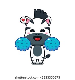 cute cheerleader zebra cartoon vector illustration.