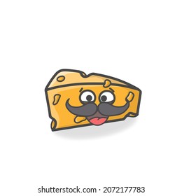 Cute Cheese Character Flat Cartoon Vector Design Illustration