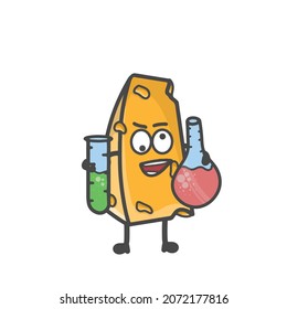 Ilustración de diseño de vectores de dibujos planos de caracteres de queso lindo
