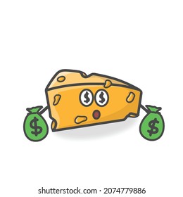 Cute Cheese Character Flat Cartoon Vector Design Illustration