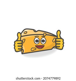 Illustration zum Design von Cute-Käse-Schriftzeichen-Flach-Cartoon-Vektorgrafik