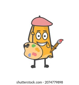 Ilustración de diseño de vectores de dibujos planos de caracteres de queso lindo