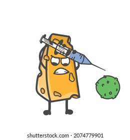 Cute Cheese Character Flat Cartoon Vector Design Illustration