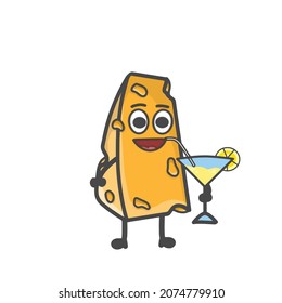 Cute Cheese Character Flat Cartoon Vector Design Illustration