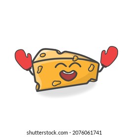 Cute Cheese Character Flat Cartoon Vector Design Illustration