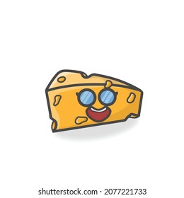 Cute Cheese Character Flat Cartoon Vector Design Illustration