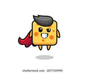 the cute cheese character as a flying superhero , cute style design for t shirt, sticker, logo element