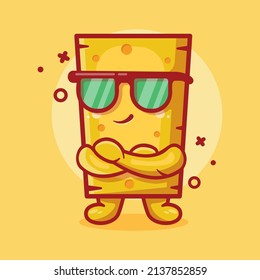 cute cheese character mascot with cool gesture isolated cartoon in flat style design 