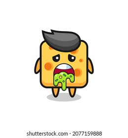 the cute cheese character with puke , cute style design for t shirt, sticker, logo element
