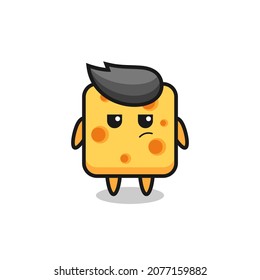 cute cheese character with suspicious expression , cute style design for t shirt, sticker, logo element