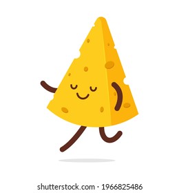Cute cheese character vector cartoon isolated on a white background.