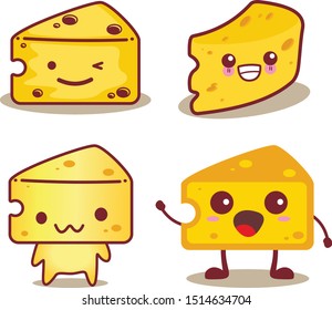 Cute Cheese  Character Vector Illustration
