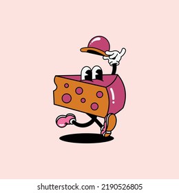 cute cheese character vector illustration suitable for logos and icons