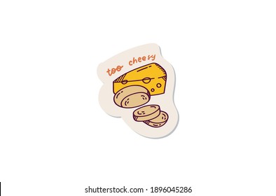 cute cheese doodle sticker design