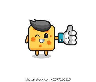 cute cheese hold social media share symbol , cute style design for t shirt, sticker, logo element