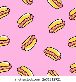 Cute cheese hot dog pattern background vector design