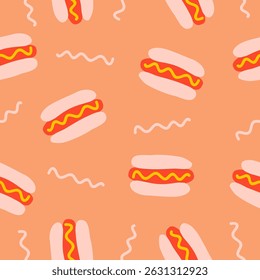 Cute cheese hot dog pattern background vector design