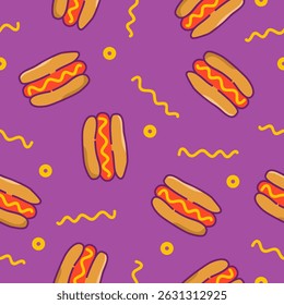 Cute cheese hot dog pattern background vector design