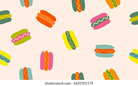Cute cheese hot dog pattern background vector design