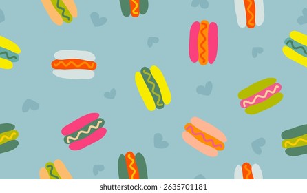 Cute cheese hot dog pattern background vector design