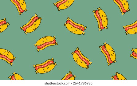 Cute cheese hot dog pattern background vector design
