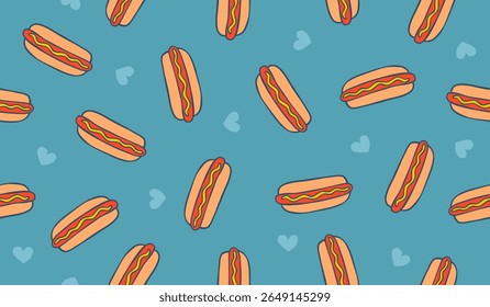 Cute cheese hot dog pattern background vector design