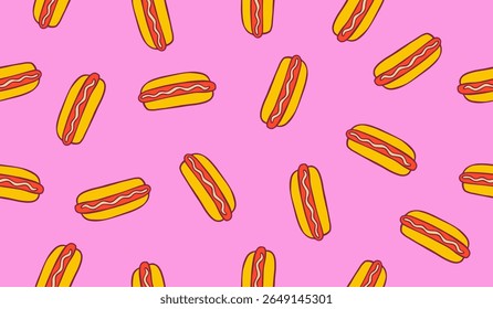 Cute cheese hot dog pattern background vector design
