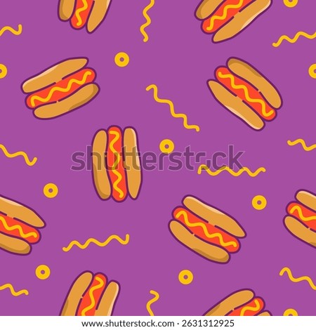 Cute cheese hot dog pattern background vector design