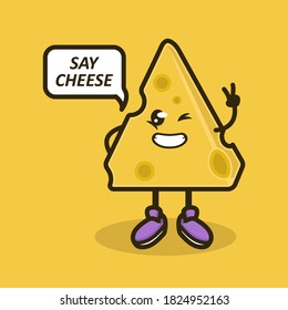 Cute cheese mascot design illustration