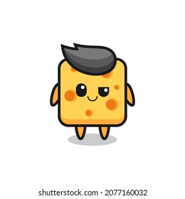 cute cheese mascot with an optimistic face , cute style design for t shirt, sticker, logo element