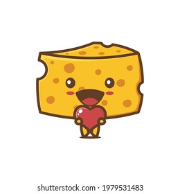 Cute cheese mascot. vector illustration isolated on white background