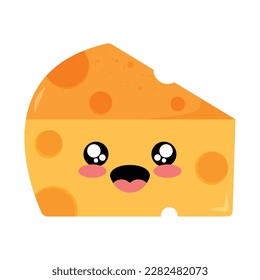cute cheese portion kawaii character isolated
