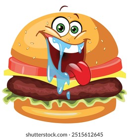 Linda Imagen de Vector de emoticono de hamburguesa con queso