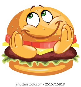 cute cheeseburger emoticon vector image