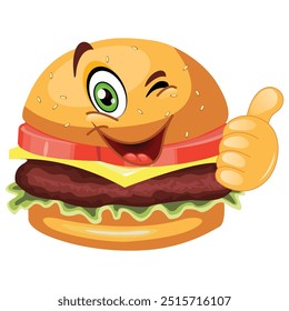Linda Imagen de Vector de emoticono de hamburguesa con queso