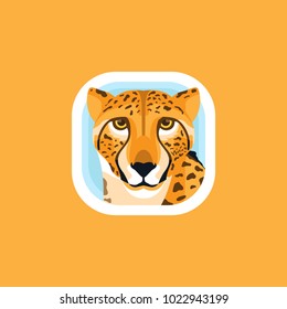 Cute cheetah app icons logo illustration vector isolated with funny face and flat graphic style