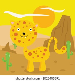 Cute cheetah. Cute cartoon desert animal series.