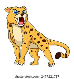 Cute cheetah cartoon isolated on white background