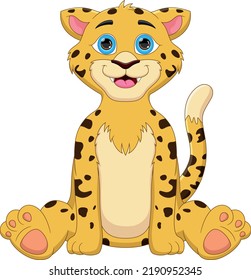 cute cheetah cartoon on white background