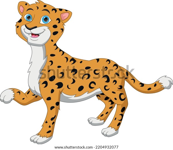 Cute Cheetah Cartoon On White Background Stock Vector (Royalty Free ...