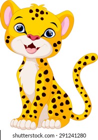 Cute cheetah cartoon sitting
