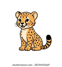 A cute cheetah cub in a flat vector style.