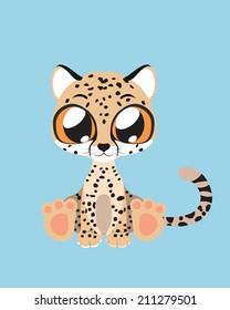 Cute Cheetah flat illustration art