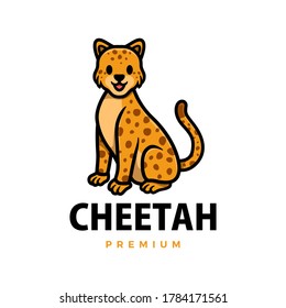 cute cheetah leopard cartoon logo vector icon illustration