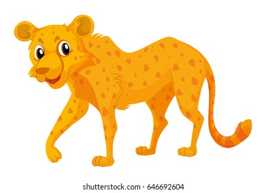 Cute cheetah on white background illustration
