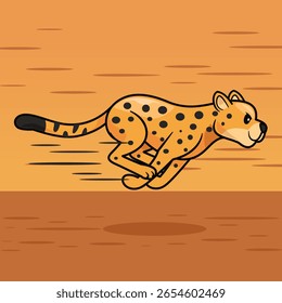Cute Cheetah Running Cartoon Vector Icon Illustration. Animal Nature Icon Concept Isolated Premium Vector. Flat Cartoon Style