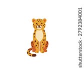 Cute Cheetah Sitting Facing Forward Wild Cat Cartoon Vector